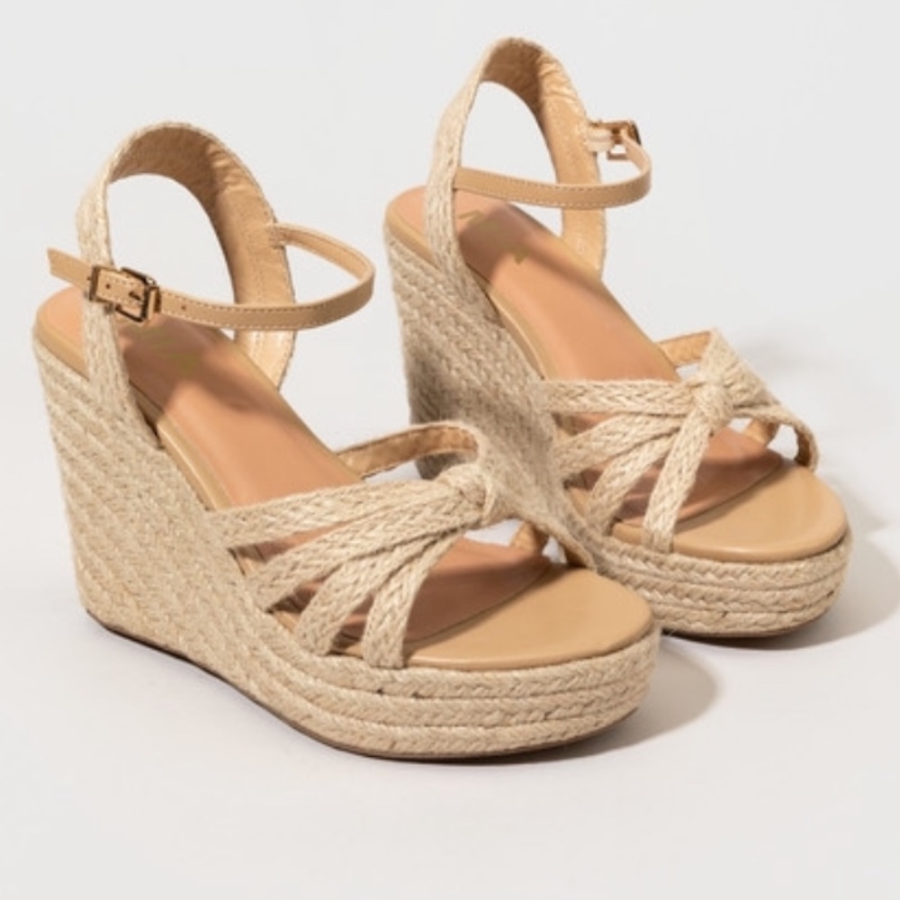 MIA Dalena Rope Wrapped Espadrille Wedge Sandals Cream/Natural Size 11 - NWOB